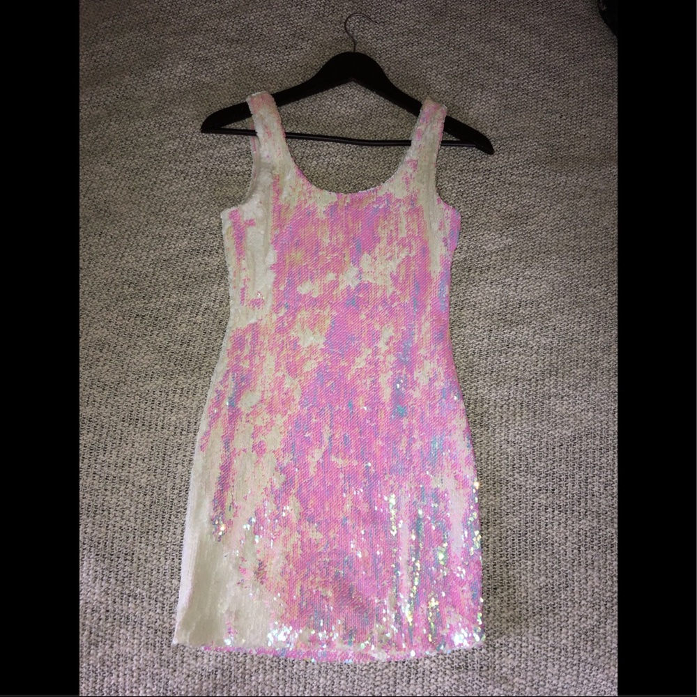 Sequined multi colored body con dress